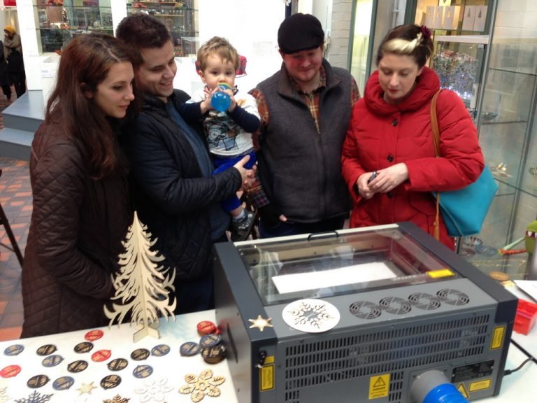 Family laser cutting event at Manchester Craft and Design Centre