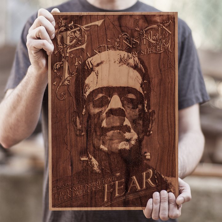 Frankenstein art wood engraving